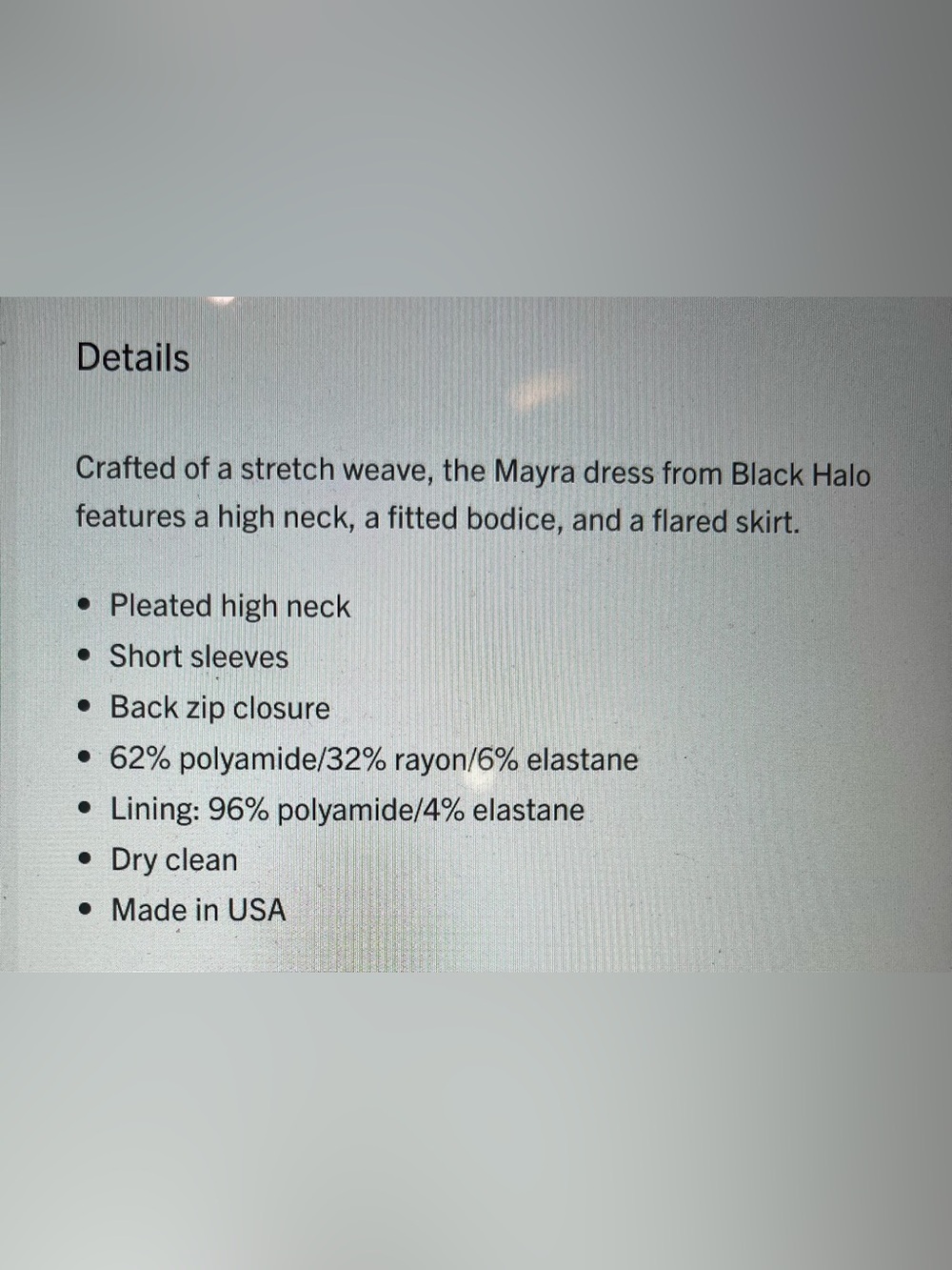 Black Halo Mayra Short Sleeve Green Fit-and-Flare Dress, Size 6 - Picture 4 of 5